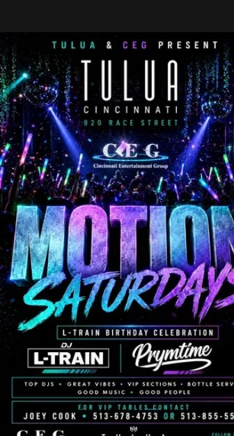 Motion Saturdays at Tulua Cincinnati